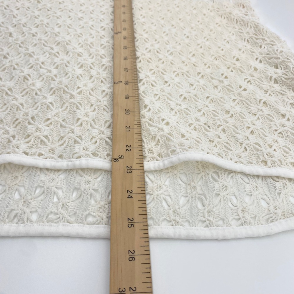 Vince Camuto Lace Tank Top Womens L Cream Crochet Scoop Neck High Low Hem Boho - Picture 5 of 6